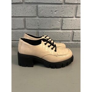 Dirty Laundry Cream Croc Platform Oxfords Womens 7 Chunky Lug Sole 2.5 in heel